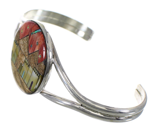 Sterling Silver Multicolor Native American Design Cuff Bracelet VX63898